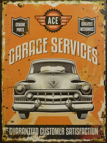Blechschild garage services - "garage, services"